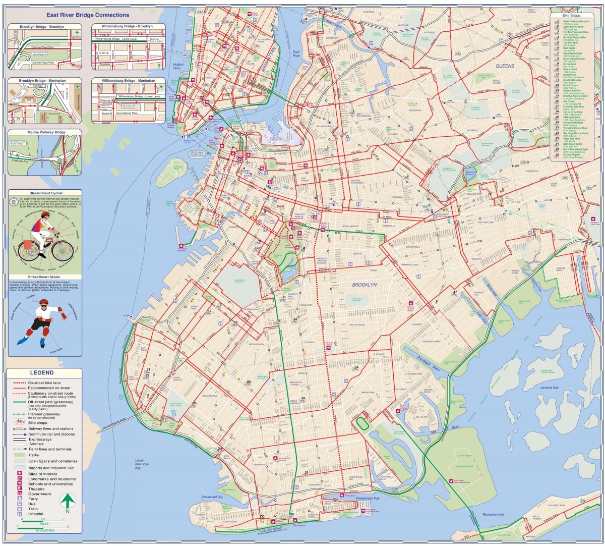 Mapa da ciclovia de Brooklyn