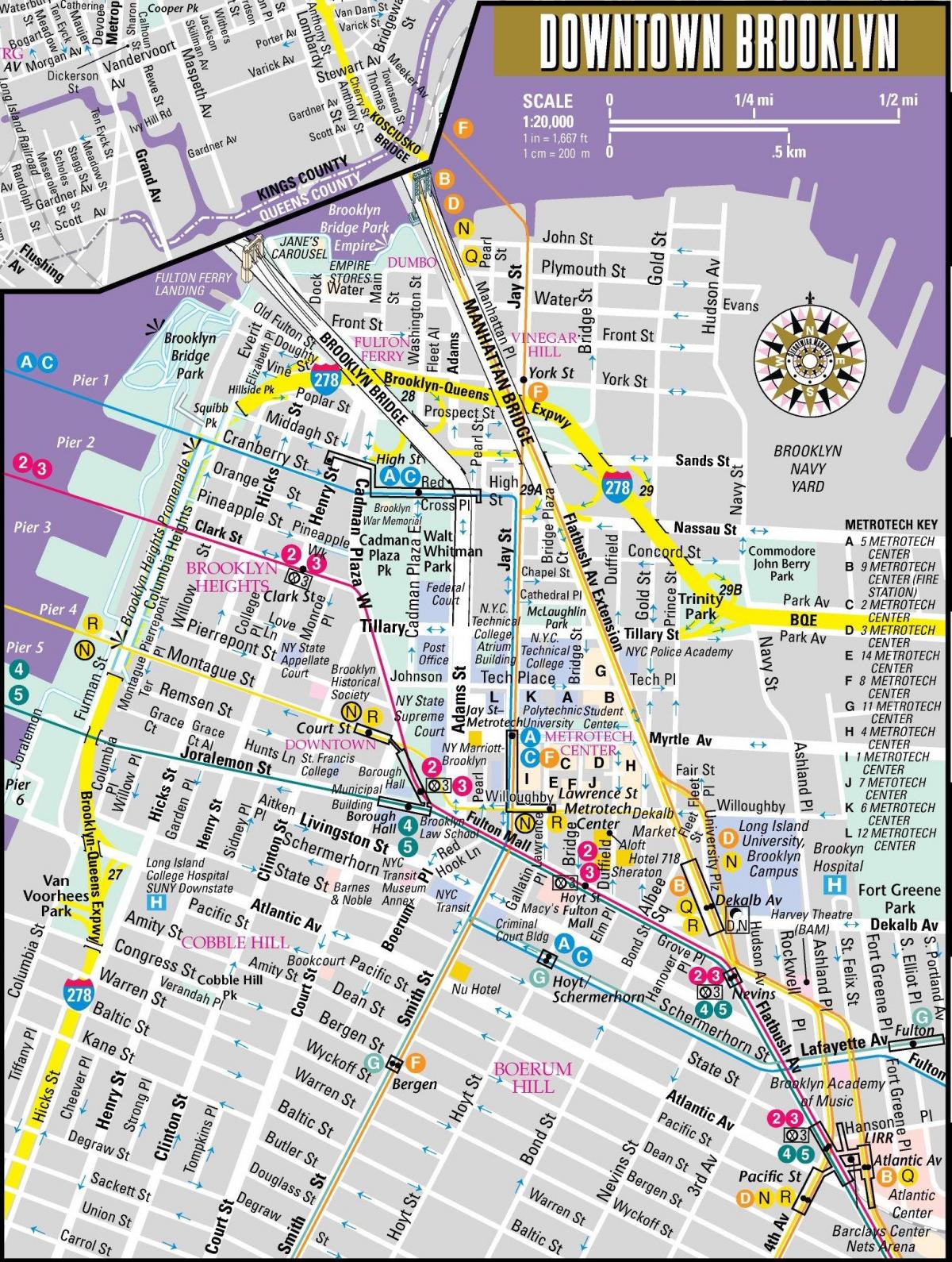 Mapa do centro da cidade de Brooklyn