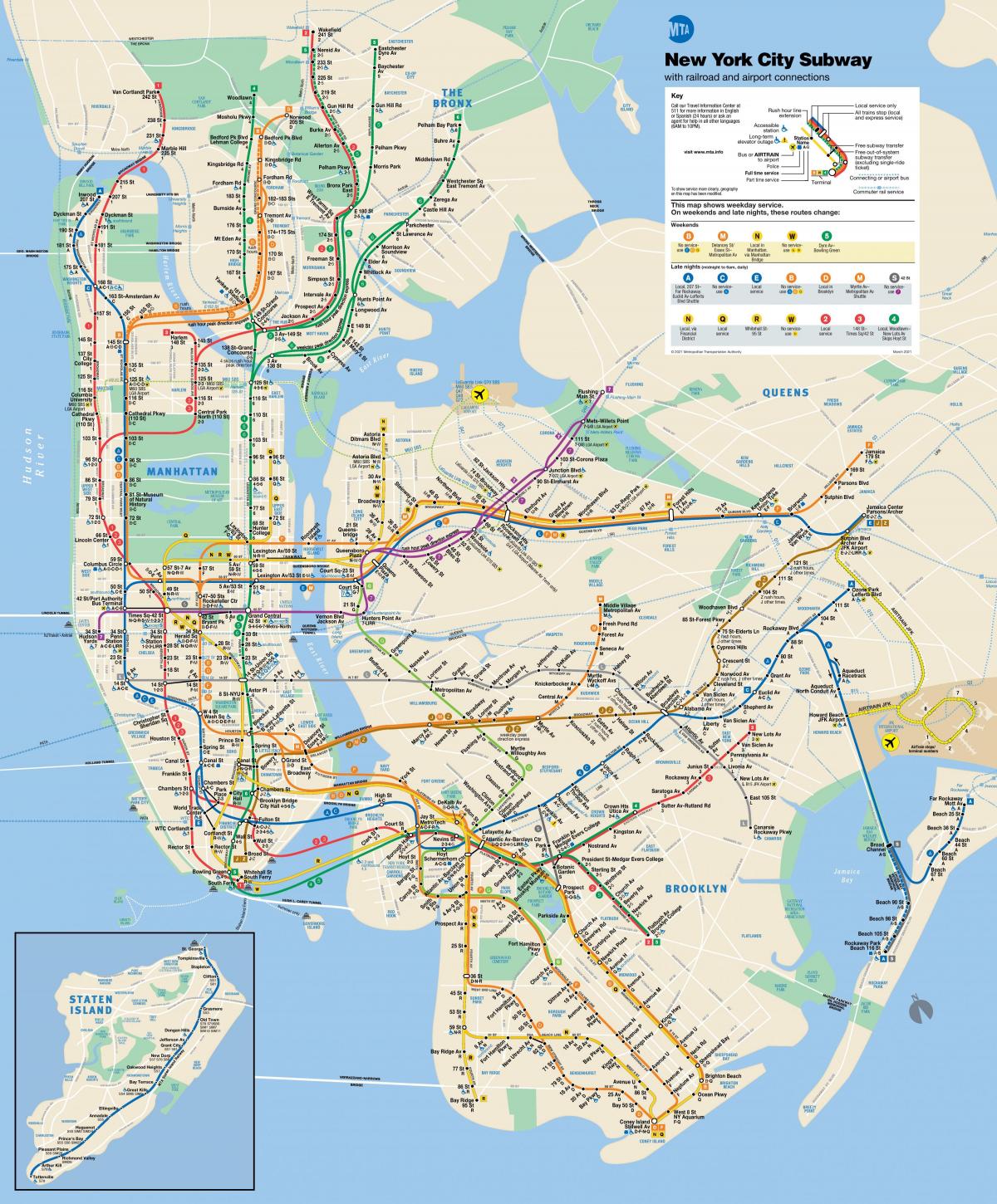 Mapa das estações de metrô do Brooklyn