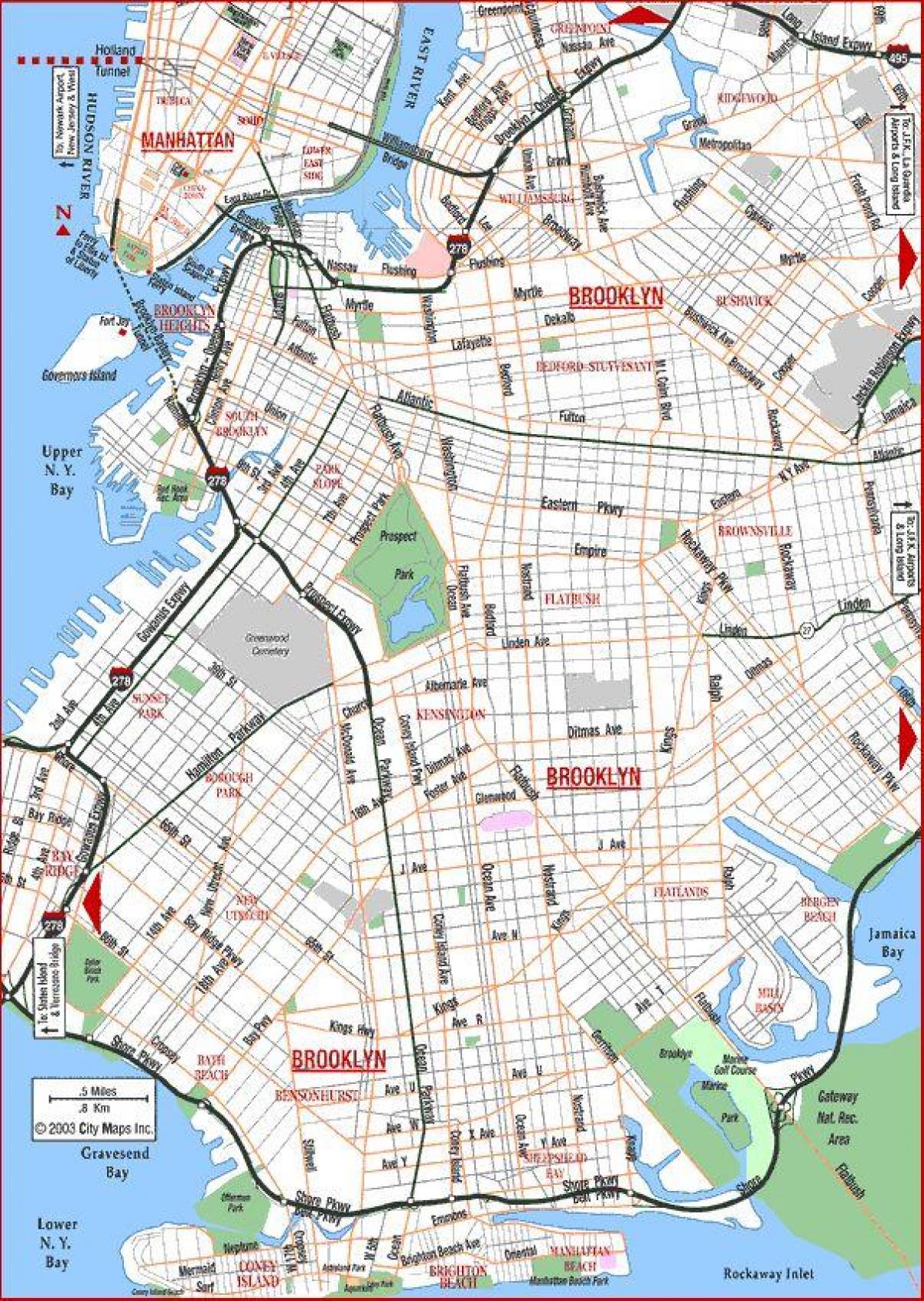 Mapa de estradas de Brooklyn
